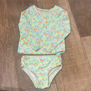 Cat & Jack green and Orange Rashguard Swim Set size 3t